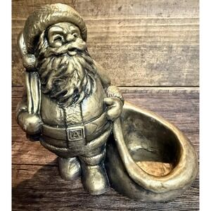 Vintage  Aromatique Bronze Santa Candy Dish, Candle Holder, Christmas Votive